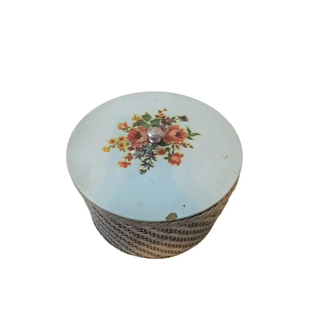 Vintage Harvey Cottage Sewing Basket Full Of Sewing Stuff